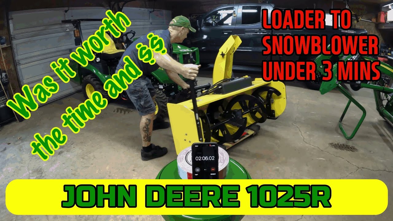 JOHN DEERE 1025R UNDER 3 MINUTES!! Loader to Snowblower install YouTube