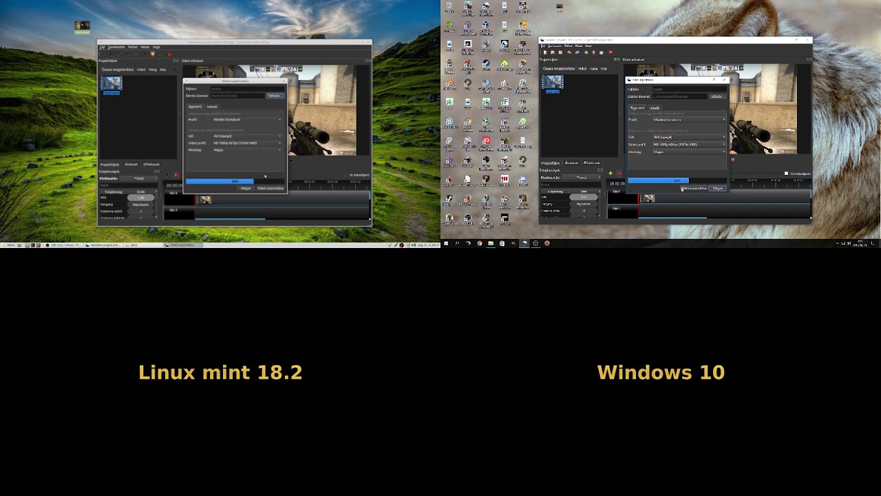 Windows 10 vs Linux mint 18.2 render teszt - YouTube