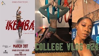 College Vlog #24 Aerial Yoga Class & Dynamic Afrique's 1st Dance Showcase,