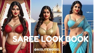 [4K] Embellished Elegance: Ai Indian Model's Saree Lookbook  | Ai Elite Indian Model #Saree #Purple