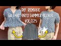 DIY  REMAKE  GU shirt into summer blouse  Vol.025   GUのシャツをリメイク