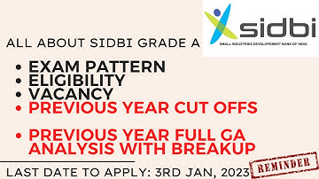 All About SIDBI GRADE A NOTIFICATION | Previous Year Detailed GA Analysis & Final Cut offs