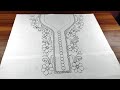HAND EMBROIDERY NECK DESIGN FOR GIRL&#39;S DRESS || PENCIL DRAWING NECK DESIGN FOR HAND EMBROIDERY