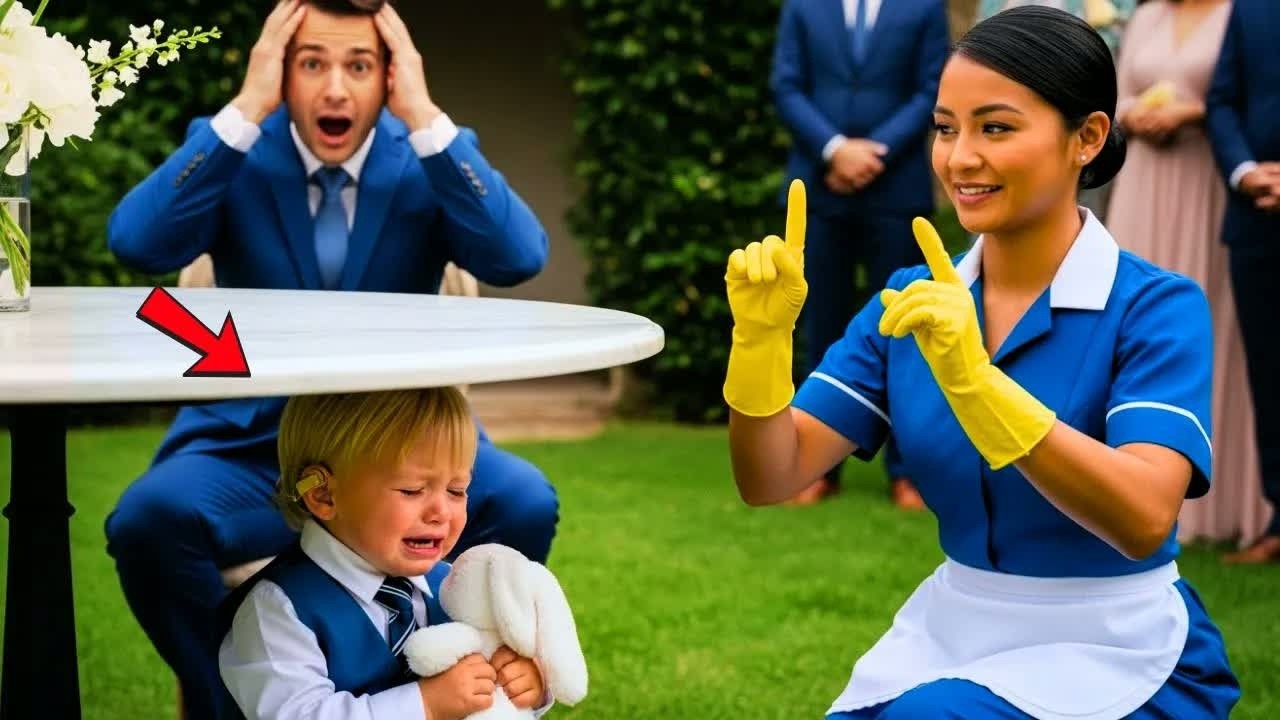 NADIE ENTENDÍA POR QUÉ EL HIJO SORDO DEL MILLONARIO LLORABA… HASTA QUE LA LIMPIADORA USÓ SEÑAS