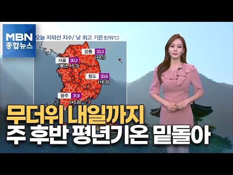 [종합뉴스 날씨]무더위 내일까지 이어져…비 내리며 주 후반 평년기온 밑돌아 [MBN 종합뉴스]