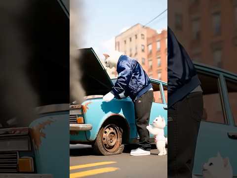 😿🚗They Laughed at His Rusty Car... Papa & Baby Cat’s Lamborghini Revenge #catshorts #catstory