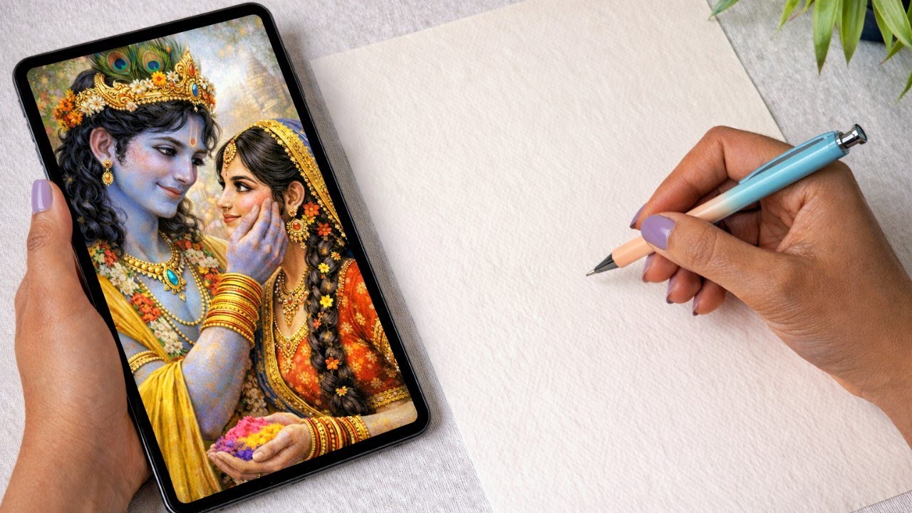 Radha Krishna Holi Drawing, Holi Special Drawing, Outline Tutorial