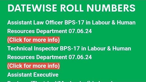 SPSC Upload Datewise Roll No.Schedule For Assistant Law Officer and Technical Inspector BPS-17#spsc
