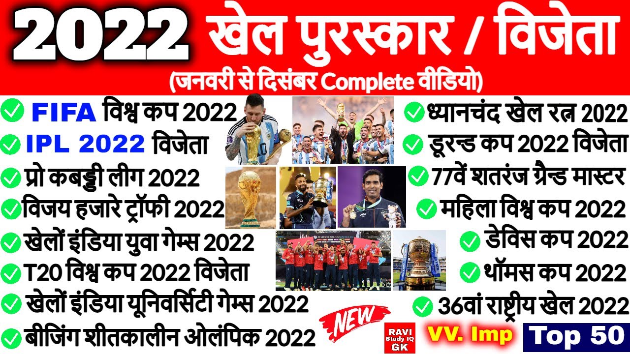 2022 के सभी खेल पुरस्कार Sports Awards 2022 Current Affairs Last 12