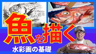 【水彩画】魚を描く（初心者向け）　透明水彩で絵手紙風に描く２つの方法