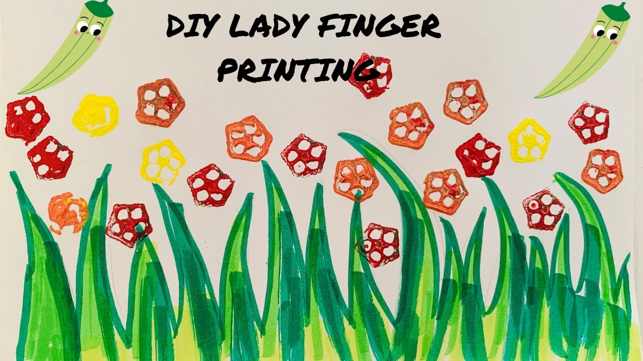 DIY Vegetable Lady Finger Okra Printing Stamping Activity For Kids 
