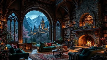 Old Castle Library – Cozy Fireplace Ambience for Reading & Deep Focus