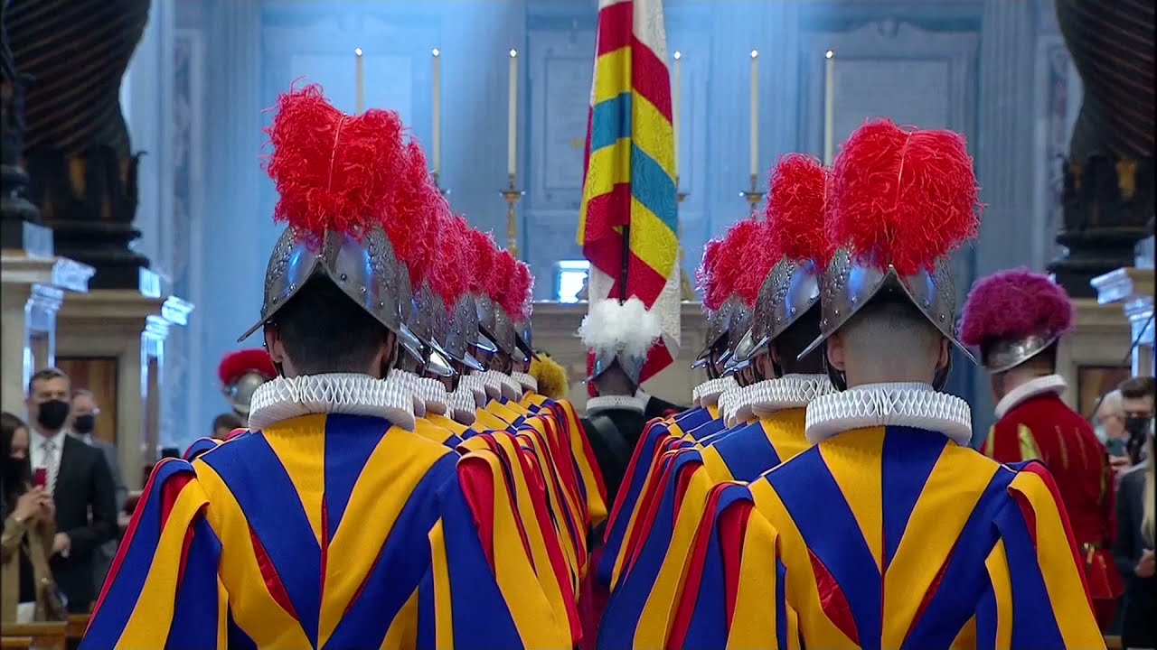 Pontifical Swiss Guard procession in St Peter's Basilica