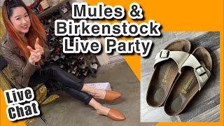 Mules Slippers Birkenstock Dangle Nylons Tights Try On, Live Stream