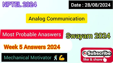 Analog Communication WEEK 5 Quiz | Assignment 5 Solution | NPTEL | SWAYAM 2024