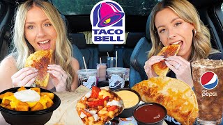 Trying NEW Taco Bell Dipping Tacos + Beefy Crunch Burrito