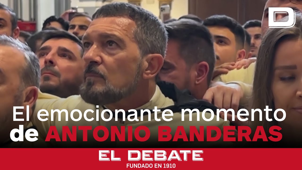 Antonio Banderas se emociona al cantar el himno de su Hermandad tras suspenderse la procesión