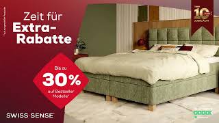 Zeit zu feiern - Bis zu 30 % Rabatt auf Polsterbetten bei Swiss Sense.
