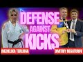 Karate training  defense against kicks anzhelika terliuga  dmitriy negaturov