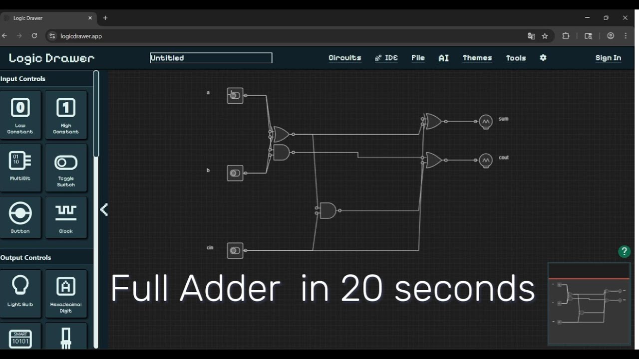 How to create Full Adder circuit under 20 seconds - YouTube
