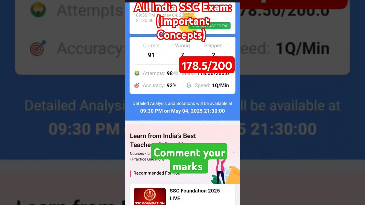 🎯All India SSC Exam: (Important Concepts) Mega Live 🎯Test Testbook Live Test 