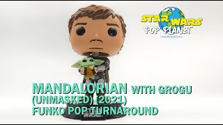 Mandalorian with Grogu (Unmasked) #461 (2021) - Star Wars Funko Pop Turnaround