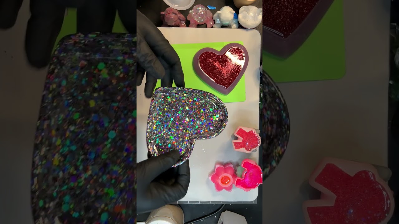 Watch me Ugly Resin glitter heart trays pt.1 