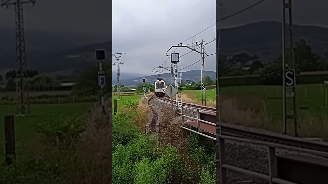 Tren Renfe: Feve 3800 entrando en  Ontoria (Cantabria)