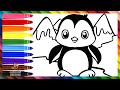 Cómo Dibujar Un Pingüino 🐧🗻 Dibuja y Colorea Un Lindo Pingüino ❄️🗻🧊🌈 Dibujos Para Niños