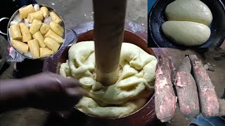How To Pound Cassava And Plantain Ghana's Local Fufu | Ghanaian Fufu  | Ghana Food | Streetfood