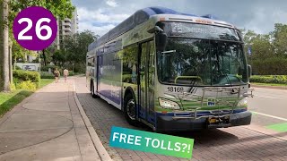 Riding Miami-Dade Transit Metrobus 26, Brickell Station to Crandon Blvd & Arthur Lamb Jr Rd
