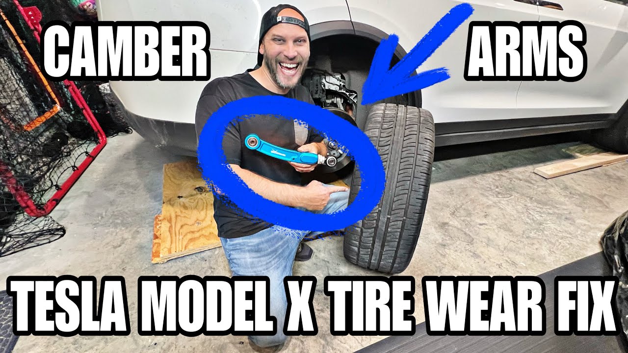 Tesla Model X, устранение износа шин, простая пошаговая установка рычага развала