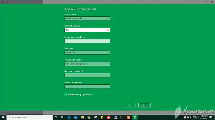 Add new VPN connection - L2TP/IPSec Preshared Key