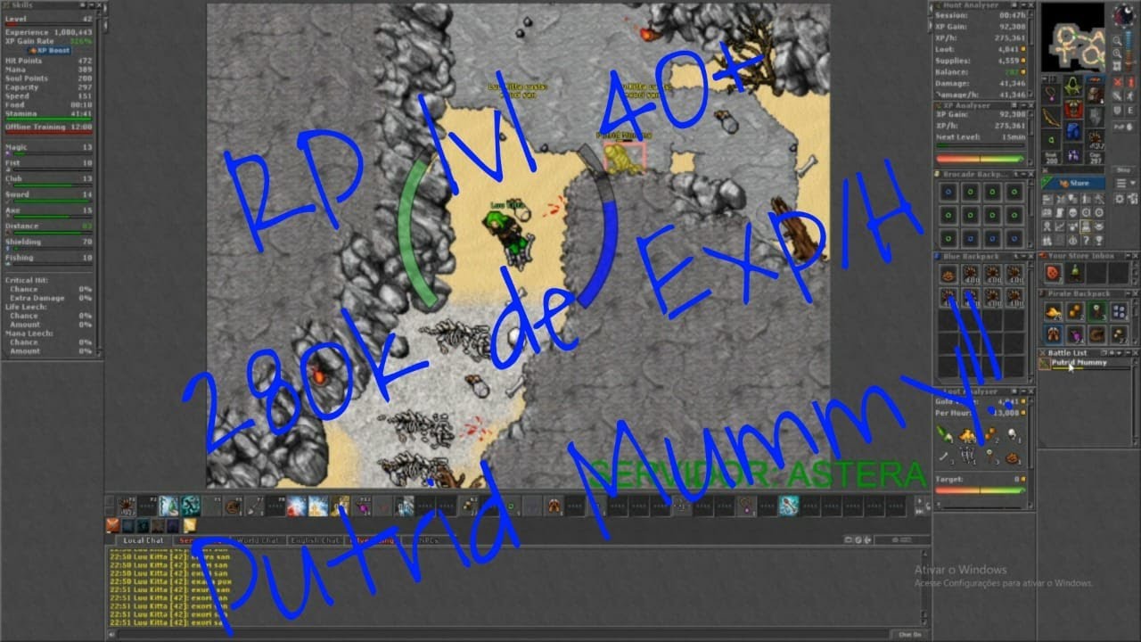 TIBIA - HUNT RP LVL 40+ PUTRID MUMMY - 290K/H EXP!!