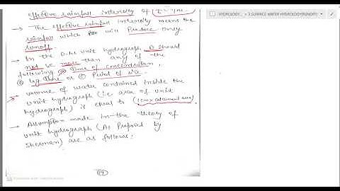 UNIT HYDROGRAPH, ASSUMPTIONS IN UNIT HYDROGRAPH (CH-3 PART 6)