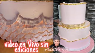 pastel Quinceañera, color blush pink,  9 pasteles ,200 porciones o más