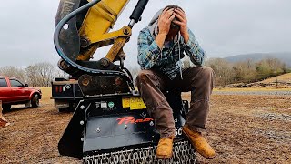 THE STRUGGLE BUS IS REAL!!! INSTALLING PRINOTH FORESTRY MULCHER ON THE CAT 308 EXCAVATOR…