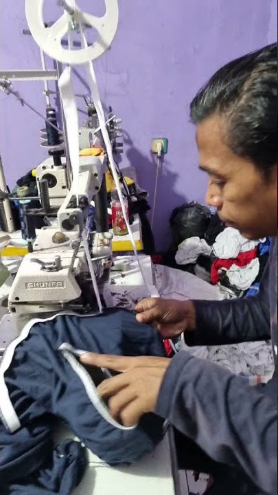 Proses pembuatan celana dalam pemasangan karet pinggang ( konveksi celana dalam bandung )