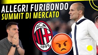 😡 ALLEGRI FURIBONDO 🔥 SUMMIT URGENTE DI MERCATO, CHIESTO ATTACCANTE E DIFENSORE CENTRALE #acmilan