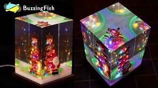 🎄Crafting a Sparkling Christmas Tree with LEDs and Resin | Resin Lamp 🎄