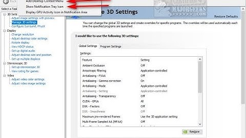 Show or Hide NVIDIA Control Panel, Display GPU Activity, and Missing NVIDIA Control Panel