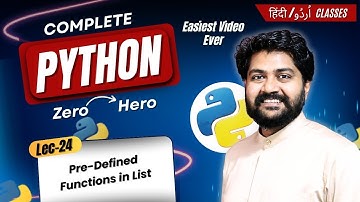 Pre-defined functions in list data type-Hindi/Urdu | Lec-24 | Python for beginners | List Data types