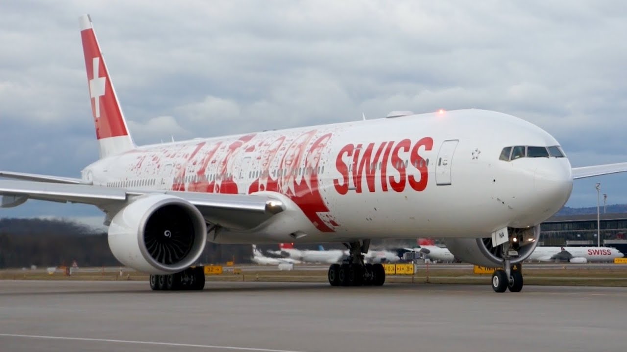 FIRST! SWISS Boeing 777 * Special Livery * TakeOff at Zurich YouTube