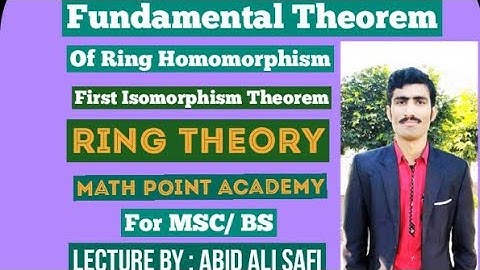 Fundamental Theorem Of Ring Homomorphism|First Isomorphism Theorem|Ring Theory By MATH POINT ACADEMY