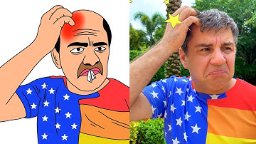 Nastya and Dad make ice cream Funny Drawing Meme 🤣 l Like Nastya Funny Cartoon 