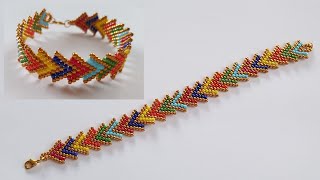 Brick stitch bracelet/Colorful seed beads bracelet/Easy bracelet only with seed beads/Diy Beading