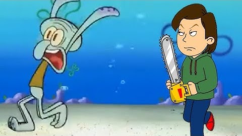Squidward runs away from Boris