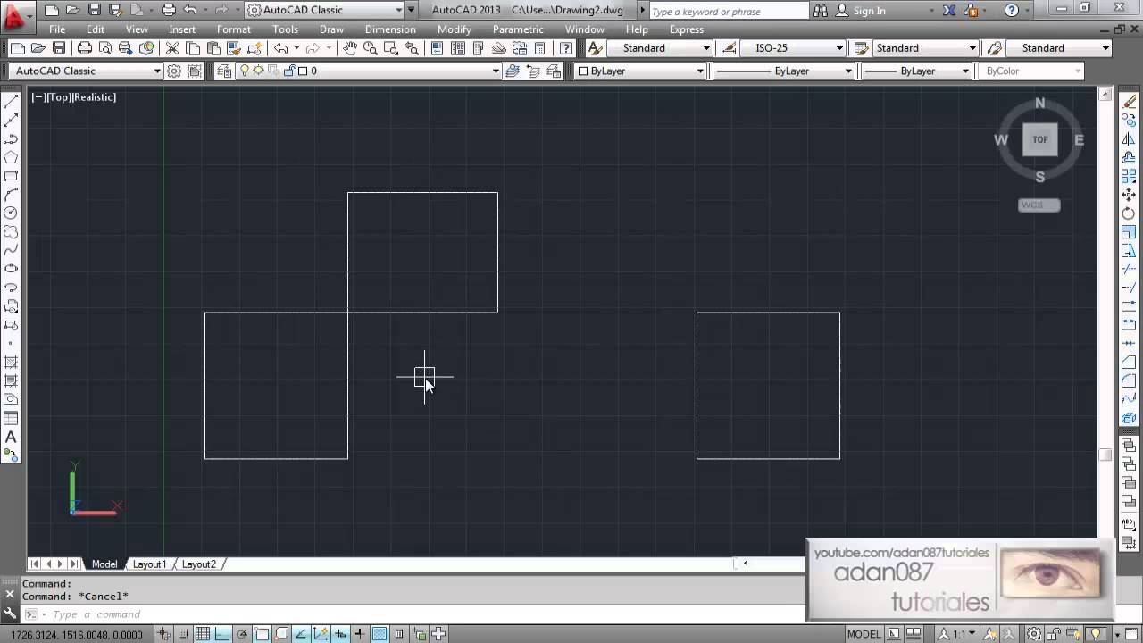 Autocad mover un objeto de un punto a otro - YouTube