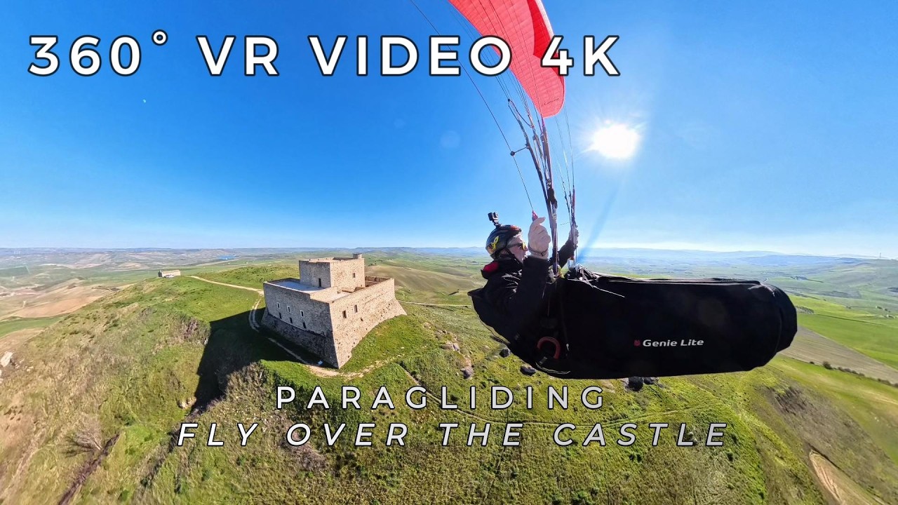 360° Video VR 4K - Paragliding Fly Over the Castle in Italy #vrvideo360 #vrflight #360video #vr360