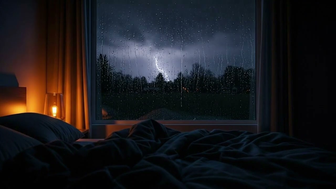 침대에 누워 눈을 감고 빗소리에 집중해봐요. 잠에 빠져들거에요💤 - 수면 유도 빗소리 4시간 이후 검은화면 전환